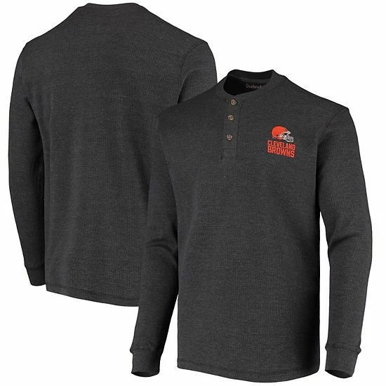 Top 10 ❤️ Unbranded Men's Heathered Gray Cleveland Browns Maverick Thermal Henley Long Sleeve T-Shirt ✨ - Image 2