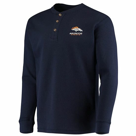 Coupon 💯 Unbranded Men's Dunbrooke Navy Denver Broncos Logo Maverick Thermal Henley Long Sleeve T-Shirt 🔔 - Image 3