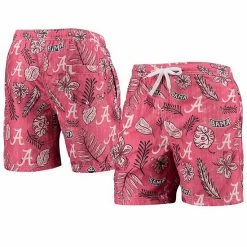 New ⭐ Unbranded Men's Wes & Willy Crimson Alabama Crimson Tide Vintage Floral Swim Trunks 🥰