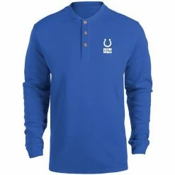 Best Sale 😉 Unbranded Men's Dunbrooke Royal Indianapolis Colts Logo Maverick Thermal Henley Long Sleeve T-Shirt ✨
