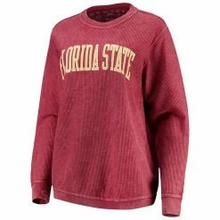 New 🌟 Unbranded 👩 Women's Pressbox Garnet Florida State Seminoles Comfy Cord Vintage Wash Basic Arch Pullover Sweatshirt 💯