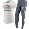 Discount ✔️ Unbranded 👩 Women's Concepts Sport White/Charcoal Pittsburgh Penguins Sonata T-Shirt & Leggings Set 👏
