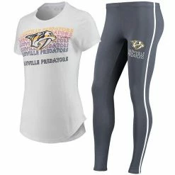 Promo 😍 Unbranded 👩 Women's Concepts Sport White/Charcoal Nashville Predators Sonata T-Shirt & Leggings Set 🎁