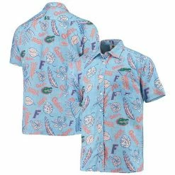Brand new 👍 Unbranded Men's Wes & Willy Light Blue Florida Gators Vintage Floral Button-Up 👕 Shirt ⭐