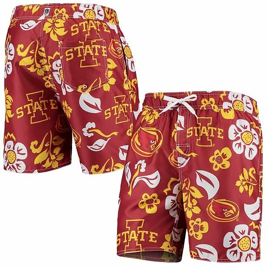 Best Sale ๐ฅ Unbranded Men's Wes & Willy Cardinal Iowa State Cyclones Floral Volley Swim Trunks ๐ฏ - Image 2