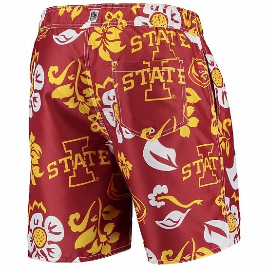 Best Sale ๐ฅ Unbranded Men's Wes & Willy Cardinal Iowa State Cyclones Floral Volley Swim Trunks ๐ฏ - Image 4