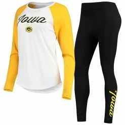 Top 10 🤩 Unbranded 👩 Women's ZooZatz White/Black Iowa Hawkeyes Raglan Long Sleeve T-Shirt & Leggings Sleep Set ✔️