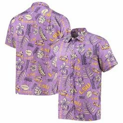 Brand new ⭐ Unbranded Men's Wes & Willy Purple LSU Tigers Vintage Floral Button-Up 👕 Shirt 🔥