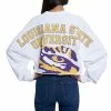 Top 10 👏 Unbranded 👩 Women's White LSU Tigers Raw Hem Cropped Spirit Jersey Long Sleeve T-Shirt 🎉