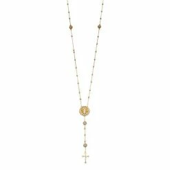 Best Sale 👍 Unbranded 24k Gold Over Silver Cubic Zirconia Rosary Necklace 🎉