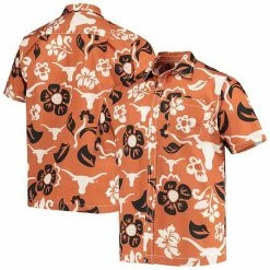 Wholesale ⭐ Unbranded Men's Wes & Willy Texas Orange Texas Longhorns Floral Button-Up 👕 Shirt ❤️
