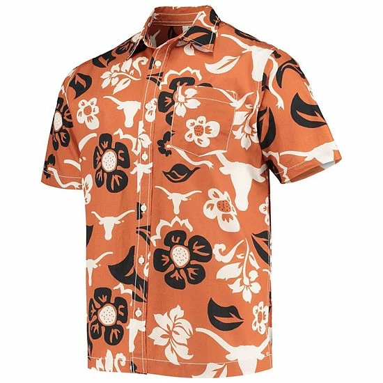 Wholesale ⭐ Unbranded Men's Wes & Willy Texas Orange Texas Longhorns Floral Button-Up 👕 Shirt ❤️ - Image 2