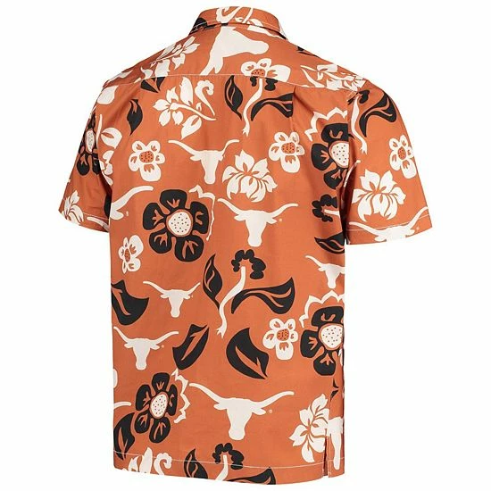 Wholesale ⭐ Unbranded Men's Wes & Willy Texas Orange Texas Longhorns Floral Button-Up 👕 Shirt ❤️ - Image 3