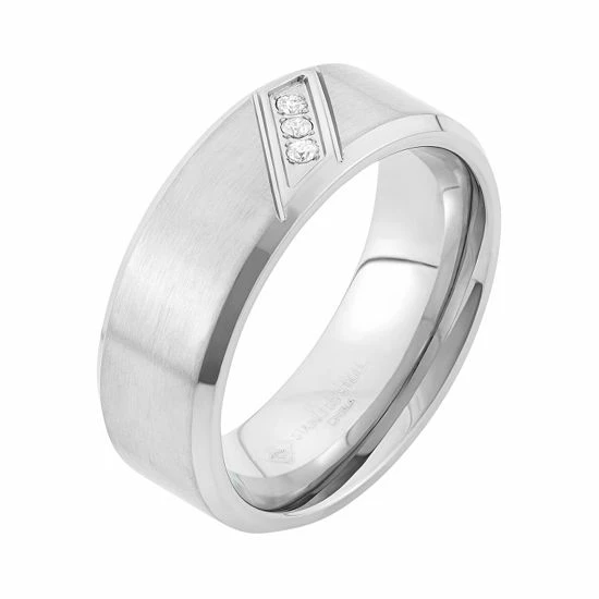 Budget ๐ฏ Unbranded Diamond Accent Stainless Steel Wedding Band - Men ๐ฅ - Image 2