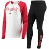 Hot Sale 🥰 Unbranded 👩 Women's ZooZatz White/Black Ohio State Buckeyes Raglan Long Sleeve T-Shirt & Leggings Sleep Set ❤️