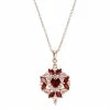 Wholesale ❤️ Unbranded 14k Rose Gold Over Silver Garnet & White Topaz Heart Cluster Pendant Necklace ❤️