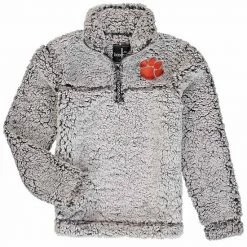 Budget 🧨 Unbranded 👧 Girls Youth Gray Clemson Tigers Sherpa Super-Soft Quarter-Zip Pullover Jacket 🤩