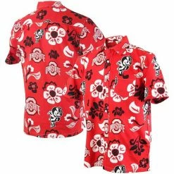 Buy 🛒 Unbranded Men's Wes & Willy Scarlet Ohio State Buckeyes Floral Button-Up 👚 Shirt 🔔