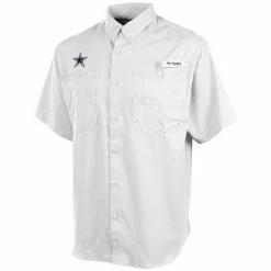 Brand new 🔥 Unbranded Men's Columbia White Dallas Cowboys Tamiami Fishing 👚 Shirt 🎉