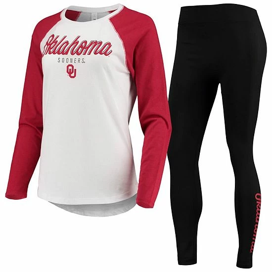 Hot Sale ๐ฅ Unbranded ๐ฉ Women's ZooZatz White/Black Oklahoma Sooners Raglan Long Sleeve T-Shirt & Leggings Sleep Set ๐งจ