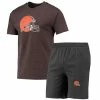 Deals ⌛ Unbranded Men's Concepts Sport Charcoal/Brown Cleveland Browns Meter T-Shirt & Shorts Sleep Set 💯