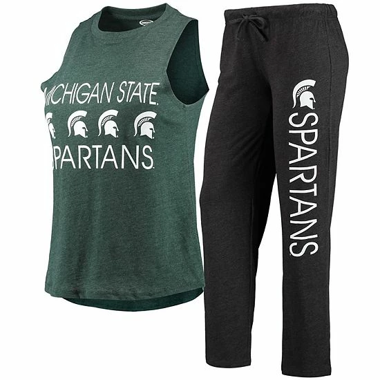 Top 10 ๐ Unbranded ๐ฉ Women's Concepts Sport Black/Green Michigan State Spartans Tank Top & Pants Sleep Set ๐