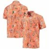 Outlet 🎁 Unbranded Men's Wes & Willy Orange Miami Hurricanes Vintage Floral Button-Up 👕 Shirt 💯