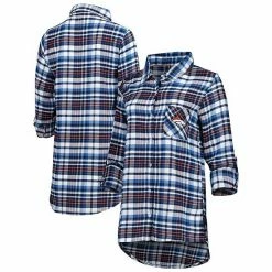 Best deal 👏 Unbranded 👩 Women's Concepts Sport Navy/Orange Denver Broncos Mainstay Flannel Full-Button Long Sleeve Nightshirt 🔔