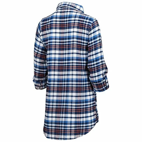 Best deal 👏 Unbranded 👩 Women's Concepts Sport Navy/Orange Denver Broncos Mainstay Flannel Full-Button Long Sleeve Nightshirt 🔔 - Image 4