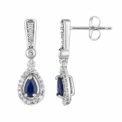 Wholesale 👍 Unbranded 10k White Gold Sapphire & 1/5 Carat T.W. Diamond Halo Drop Earrings ✔️