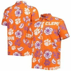 Best deal 💯 Unbranded Men's Wes & Willy Orange Clemson Tigers Floral Button-Up 👕 Shirt 🧨