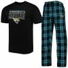 Discount 👍 Unbranded Men's Concepts Sport Black/Teal Jacksonville Jaguars Badge Top & Pants Set 💯
