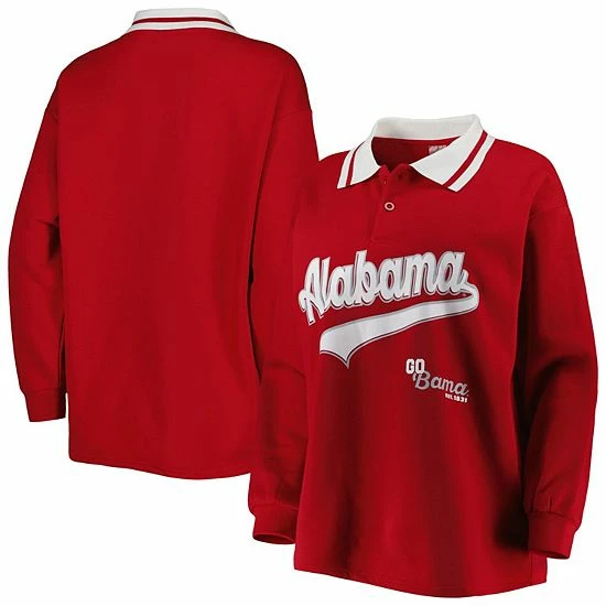 Wholesale ๐ฅ Unbranded ๐ฉ Women's Gameday Couture Crimson Alabama Crimson Tide Happy Hour Long Sleeve Polo ๐