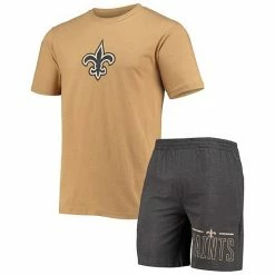 Buy 🛒 Unbranded Men's Concepts Sport Charcoal/Gold New Orleans Saints Meter T-Shirt & Shorts Sleep Set ⌛