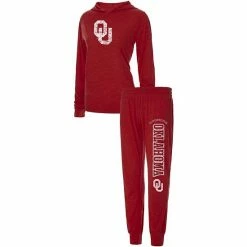 Best Pirce 👍 Unbranded 👩 Women's Concepts Sport Crimson Oklahoma Sooners Long Sleeve Hoodie T-Shirt & Pants Sleep Set ⌛