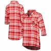 Promo ⌛ Unbranded 👩 Women's Concepts Sport Scarlet/Black San Francisco 49ers Mainstay Flannel Full-Button Long Sleeve Nightshirt 🛒