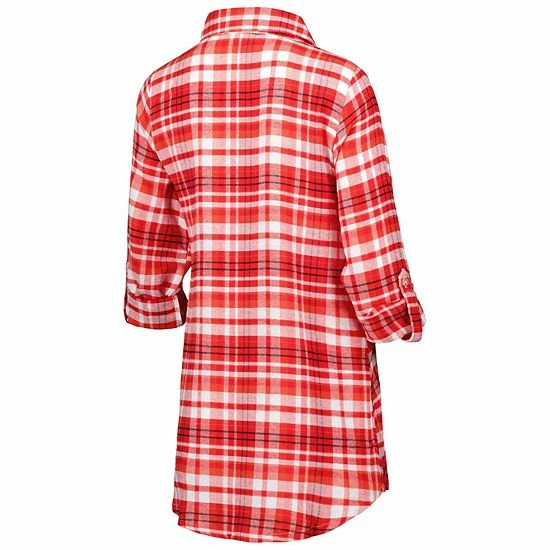 Promo ⌛ Unbranded 👩 Women's Concepts Sport Scarlet/Black San Francisco 49ers Mainstay Flannel Full-Button Long Sleeve Nightshirt 🛒 - Image 4