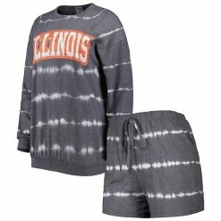 Best deal ⌛ Unbranded 👩 Women's Gameday Couture Gray Illinois Fighting Illini All About Stripes Tri-Blend Long Sleeve T-Shirt & Shorts Set ✨