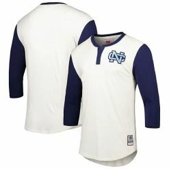 Best Sale 😉 Unbranded Men's Mitchell & Ness Cream North Carolina Tar 👠 Heels Icon Raglan Henley 3/4-Sleeve T-Shirt 🔥