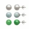 Discount 🌟 Unbranded Sterling Silver Jade, Aquamarine & Freshwater Cultured Pearl Ball Stud Earring Set 🔥