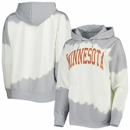 Cheapest β Unbranded π© Women's Gameday Couture White/Gray Minnesota Golden Gophers For The Fun Double Dip-Dyed Pullover Hoodie π