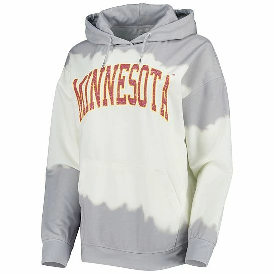 Cheapest β Unbranded π© Women's Gameday Couture White/Gray Minnesota Golden Gophers For The Fun Double Dip-Dyed Pullover Hoodie π - Image 3