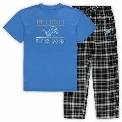 Best reviews of 😉 Unbranded Men's Concepts Sport Blue/Black Detroit Lions Big & Tall Lodge T-Shirt And Pants Sleep Set ⌛