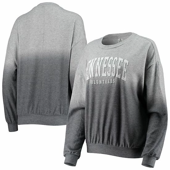 New 🎁 Unbranded 👩 Women's Gameday Couture Charcoal/Gray Tennessee Volunteers Slow Fade Hacci Ombre Pullover Sweatshirt 🤩