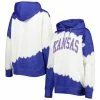 Deals 🎁 Unbranded 👩 Women's Gameday Couture White/Royal Kansas Jayhawks For The Fun Double Dip-Dyed Pullover Hoodie ✨