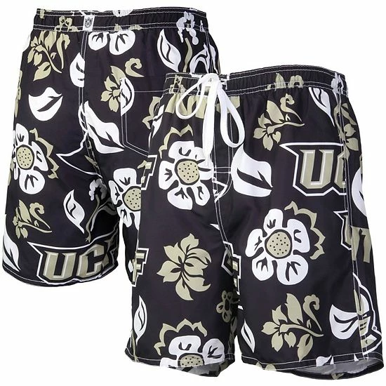 Wholesale 🥰 Unbranded Men's Wes & Willy Black UCF Knights Floral Volley Logo Swim Trunks ❤️