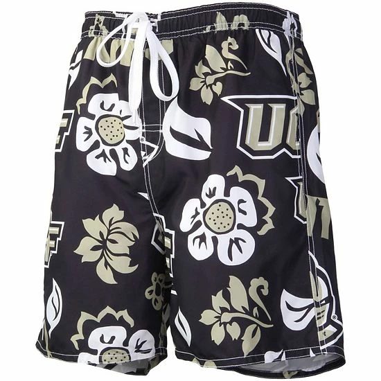 Wholesale 🥰 Unbranded Men's Wes & Willy Black UCF Knights Floral Volley Logo Swim Trunks ❤️ - Image 2
