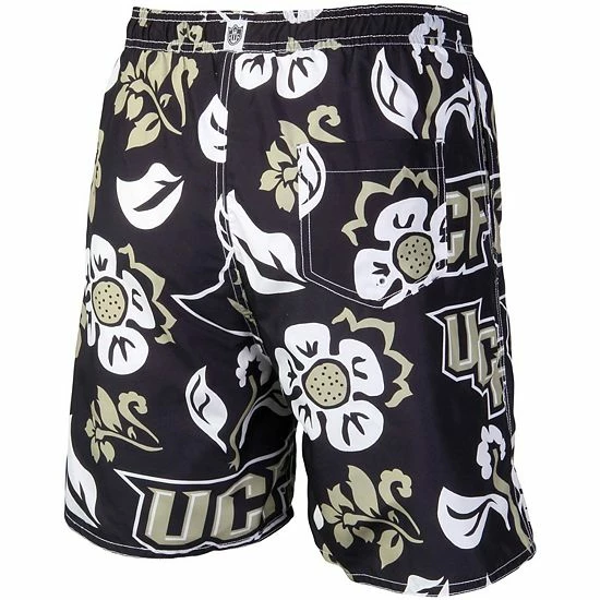 Wholesale 🥰 Unbranded Men's Wes & Willy Black UCF Knights Floral Volley Logo Swim Trunks ❤️ - Image 3