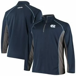 Discount 😉 Unbranded Men's Navy/Charcoal North Carolina Tar 👠 Heels Big & Tall Raglan Quarter-Zip Jacket 🎁