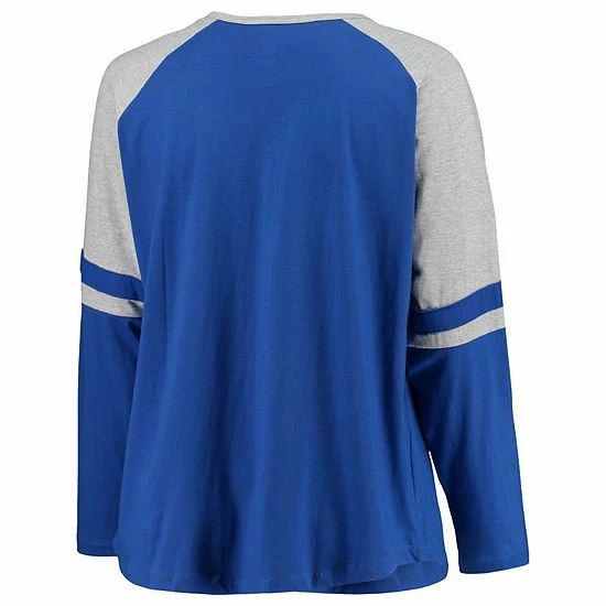 Wholesale 💯 Unbranded 👩 Women's Royal/Heathered Gray Florida Gators Plus Size Henley Raglan Long Sleeve T-Shirt 🛒 - Image 3